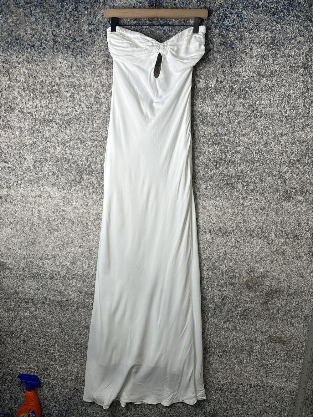 Meshki Dress Womens XS White Strapless Maxi Gown Formal Evening Long Elegant